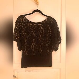 Green Envelope Black Lacey top.